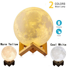 Load image into Gallery viewer, Multicolored 3D USB rechargeable Moon Lamp with  Remote Control