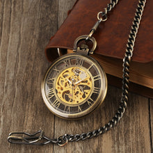 Load image into Gallery viewer, Steampunk Mechanical Pocket Watch with Fob