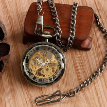 Load image into Gallery viewer, Steampunk Mechanical Pocket Watch with Fob