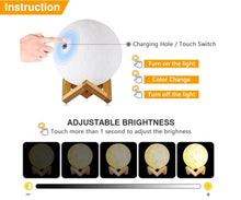 Load image into Gallery viewer, Multicolored 3D USB rechargeable Moon Lamp with  Remote Control