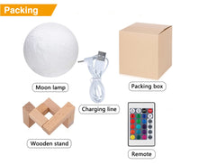 Load image into Gallery viewer, Multicolored 3D USB rechargeable Moon Lamp with  Remote Control