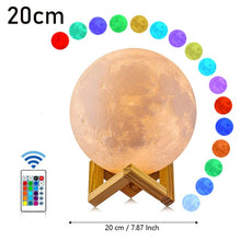 Load image into Gallery viewer, Multicolored 3D USB rechargeable Moon Lamp with  Remote Control