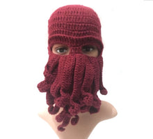 Load image into Gallery viewer, Cthulhu Tentacle Crochet Beanie Hat /Wind Mask