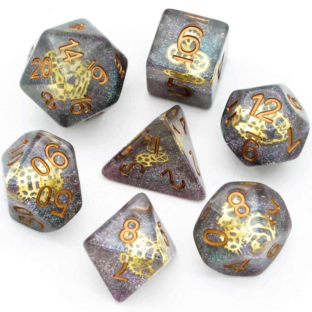 Steampunk Gears 7 Dice Set