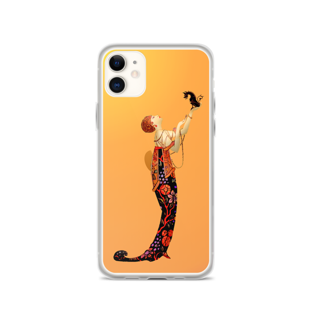 Art-Deco Lady with a Demon Dog iPhone Case
