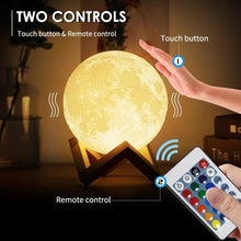 Load image into Gallery viewer, Multicolored 3D USB rechargeable Moon Lamp with  Remote Control
