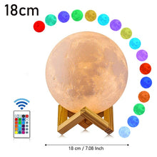 Load image into Gallery viewer, Multicolored 3D USB rechargeable Moon Lamp with  Remote Control
